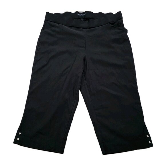 Counterparts Capri Pants Women 2X Black Pull On Elastic Waist Slits Studs Mature - Picture 1 of 16